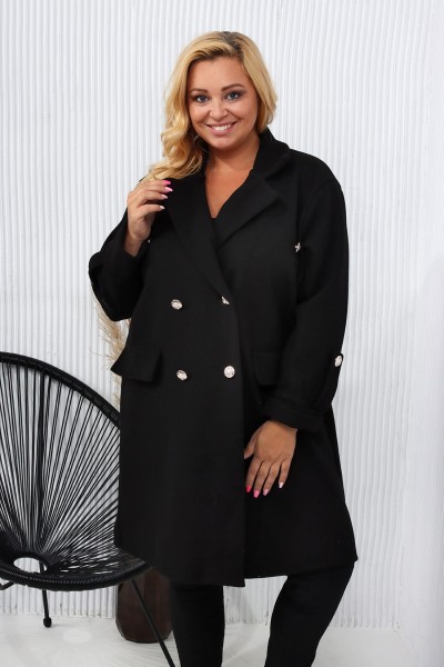 Płaszcz przejściowy plus size do kolana czarny