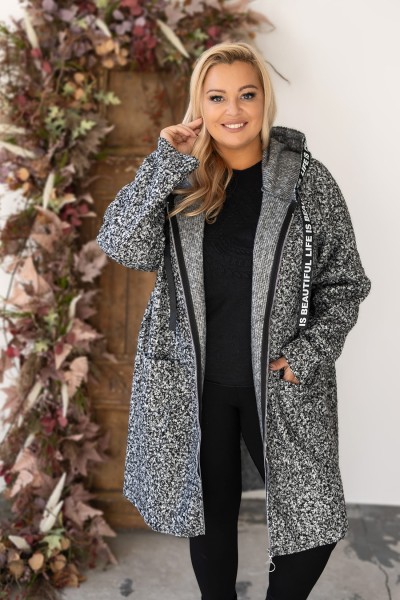 Płaszcz plus size baranek szary