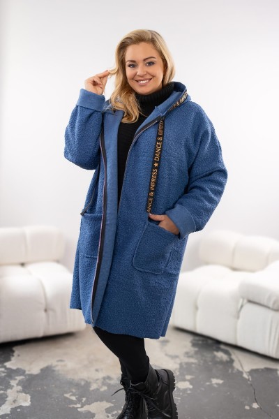 Płaszcz plus size baranek kolor jeans
