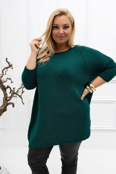 Sweter oversize z blaszką butelkowa zieleń