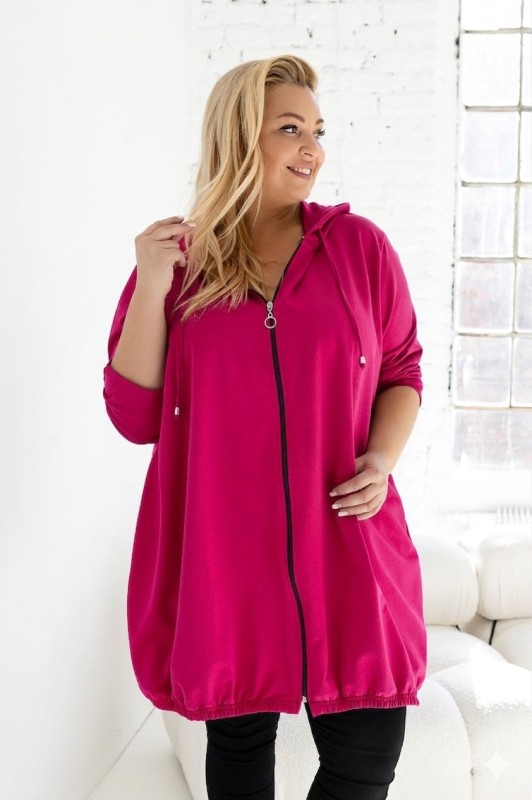 Bluza parka rozpinana z kapturem fuksja
