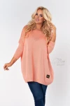 Sweter oversize z blaszką brzoskwiniowy 