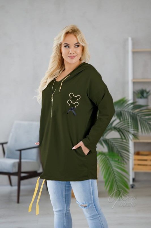 Bluza rozpinana z myszką miki khaki