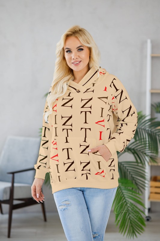 BLUZA Z LITERAMI KREMOWA