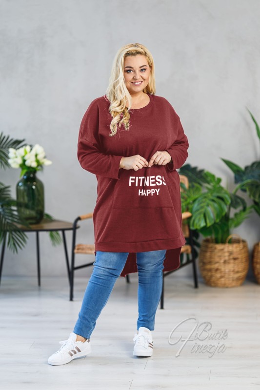 Bluza dzianinowa z kieszenią bordowa