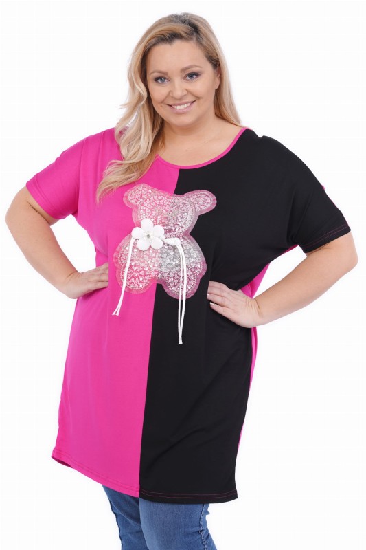 Tunika z Misiem plus size fuksja