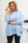 Sweterek oversize z blaszką błękitny