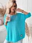 Sweter oversize z blaszką turkusowy