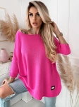 Sweter oversize z blaszką róż neon
