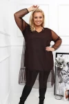 Siateczkowa tunika plus size czekoladowa