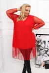 Siateczkowa tunika plus size czerwona