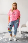 Elastyczne spodnie z Myszką Miki jasny jeans