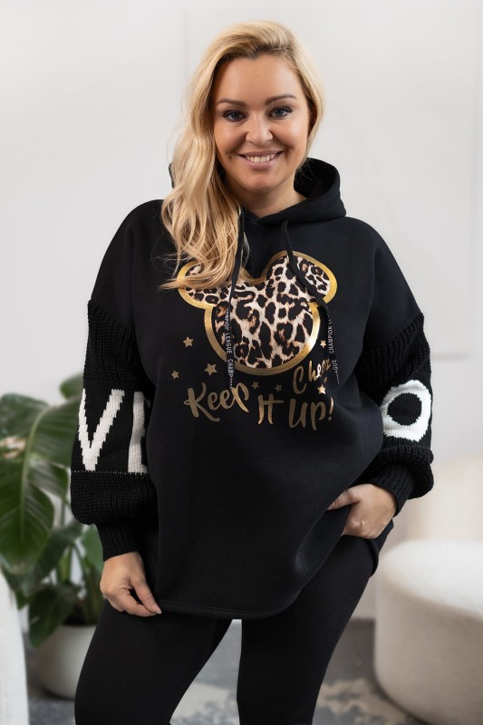 Bluza ocieplana z Myszką Miki czarna