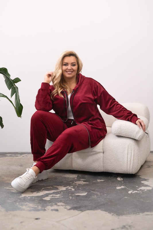 Dres welurowy rozpinany bordowy 