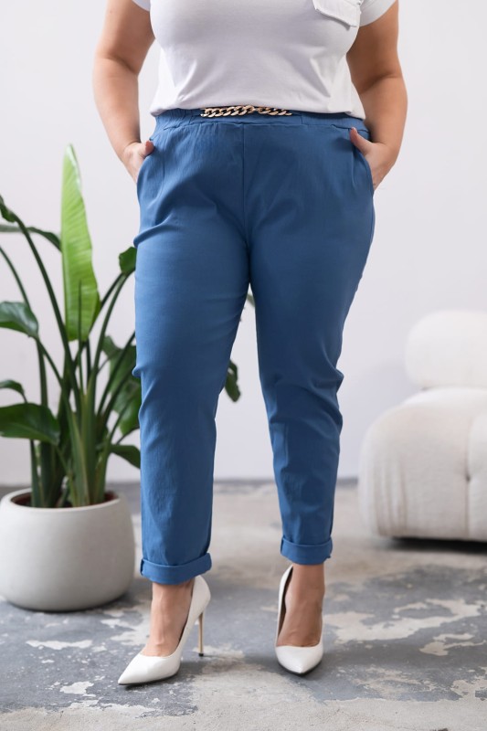 Spodnie elastyczne z łańcuszkiem jeans