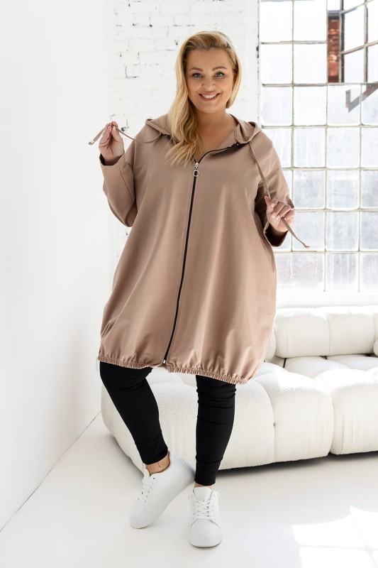Bluza parka rozpinana z kapturem beżowa
