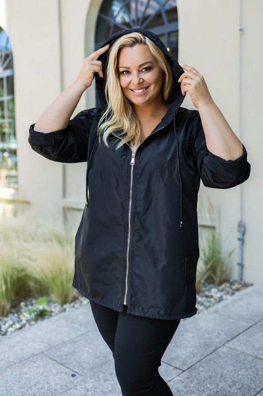 Kurtka wiatrowa przeciwdeszczowa czarna