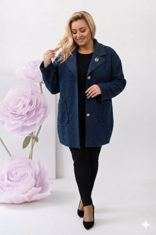 Płaszcz krótki baranek granatowy
