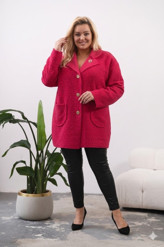 Płaszcz krótki baranek fuksja