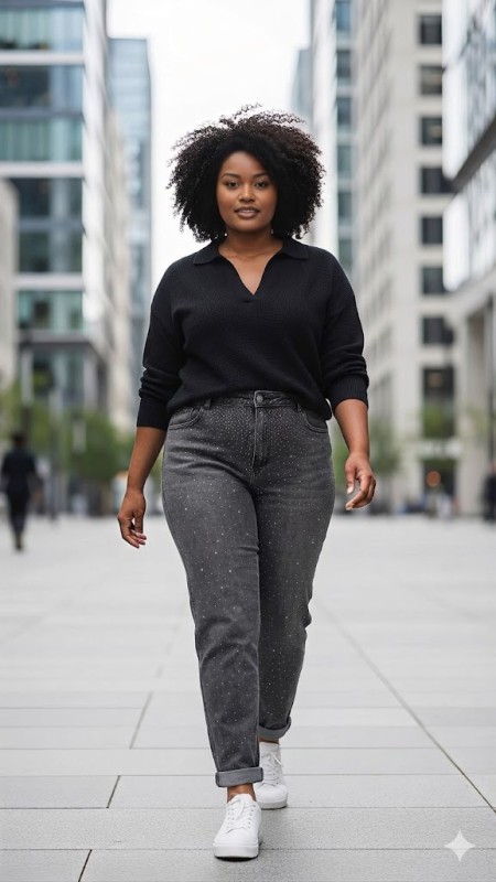 Jeansy z cyrkoniami szare