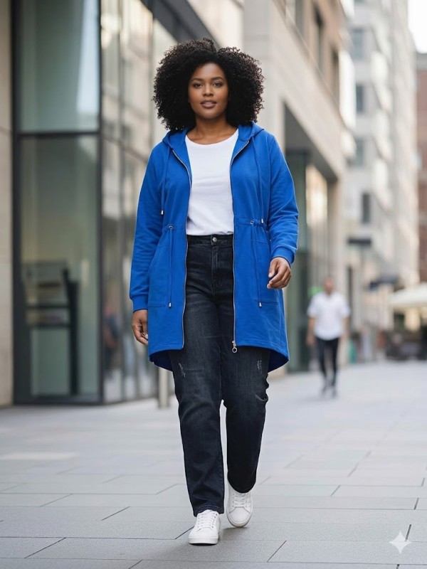 Bluza bawełniana parka chabrowa 