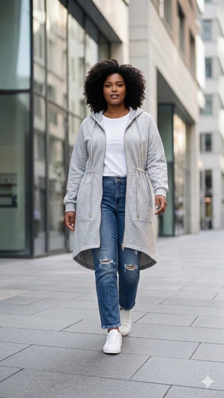 Bluza bawełniana parka szara