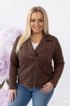 Ramoneska zamszowa plus size   czekoladowa