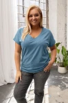 Koszulka basic z dekoltem jeans
