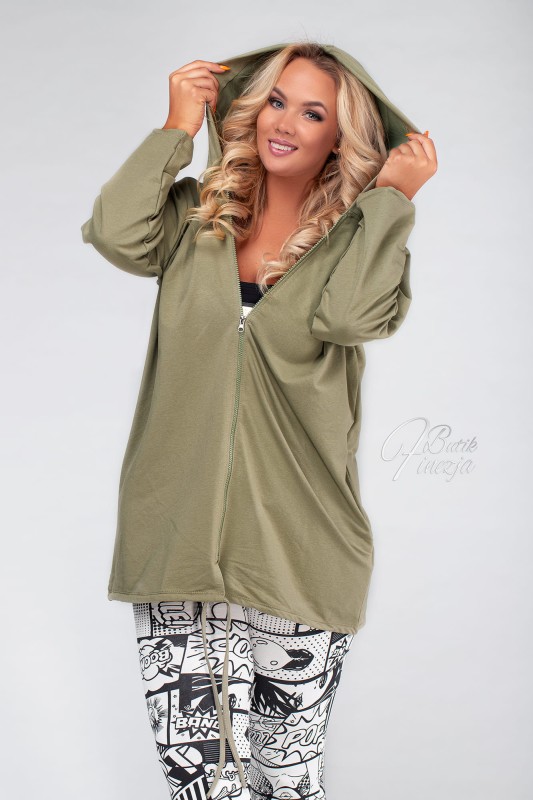 Bluza jednolita z kapturem oliwkowa