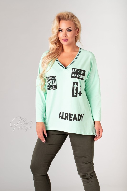 Bluzka w szpic miętowa