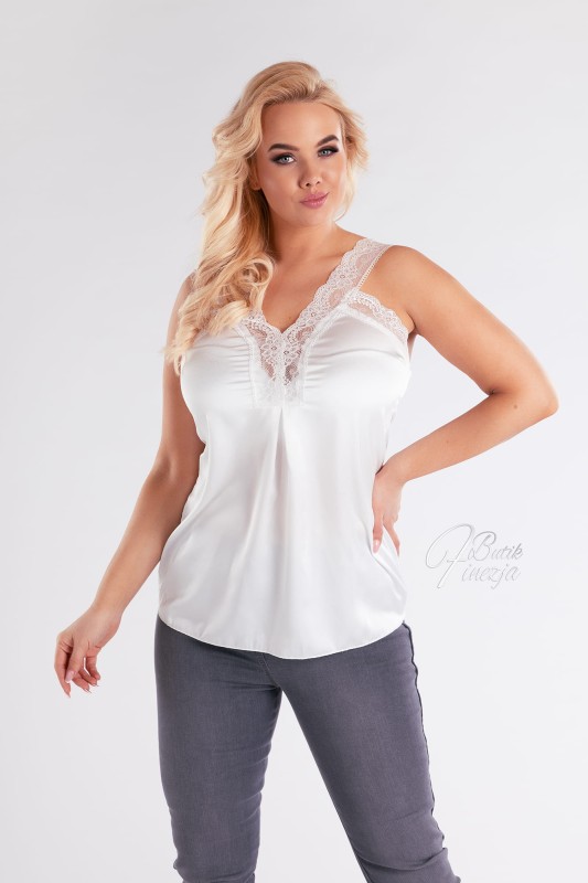 Bluzka top satynowa biała